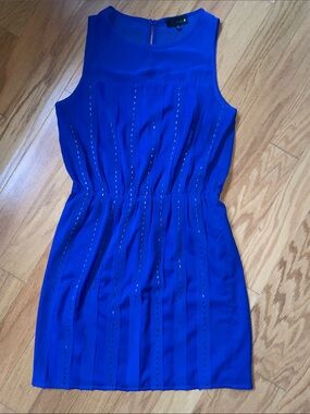 Fable Royal Blue Sleeveless Embellished Mini Dress
